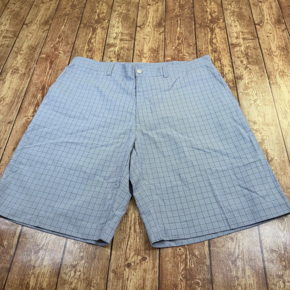Alan Flusser Check Chino Shorts Mens Size 34 Blue Lightweight Pockets